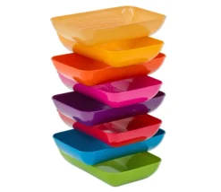 6 grandes barquettes plateaux colorés Bioplastique 23 x 14.9 x 4 cm GM