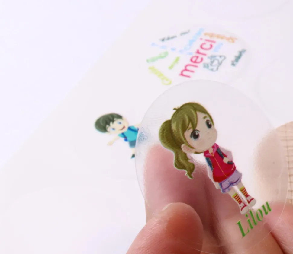 24 adhésifs ronds 40 mm transparents à imprimer