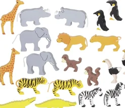 20 animaux Sauvages en bois avec couleurs