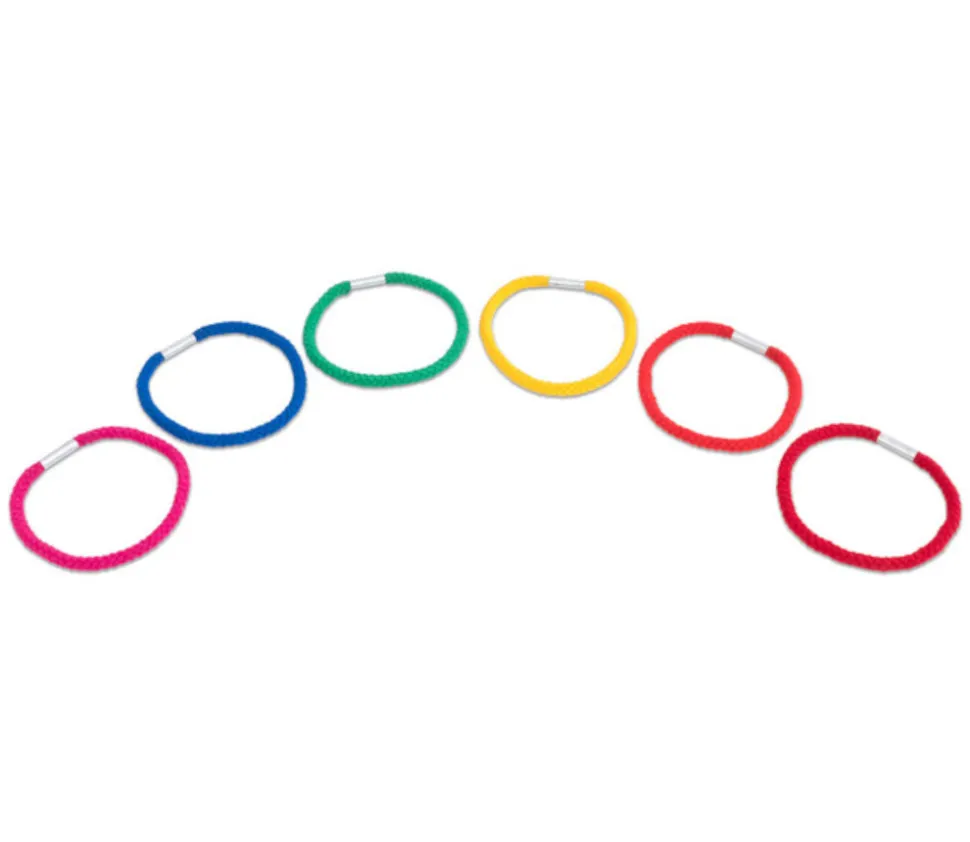 6 Anneaux en corde multicolores de 11.5 cm pour jeux de lancer