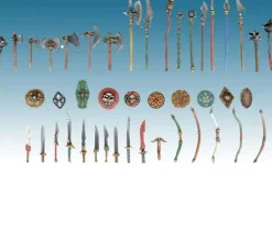 30 Armes médiévales à peindre de 1 à 4.5 cm modélisme
