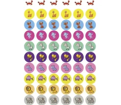 240 autocollants stickers animaux ronds 2.5 cm