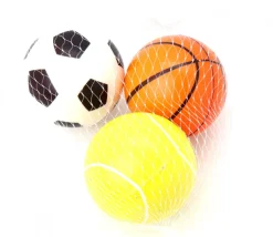 3 Balles Ø 7 cm - mini ballon foot, basket et tennis