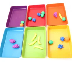 6 barquettes plateaux colorés Bioplastique 12 x 18 x 2.5 cm PM