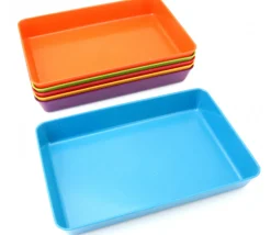 6 barquettes plateaux colorés Bioplastique 12 x 18 x 2.5 cm PM