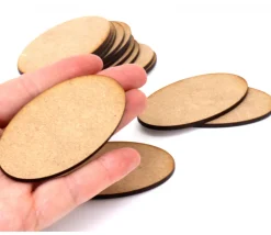 15 Bases ovales 7.5 x 4.2 cm bois MDF brut pour jeux