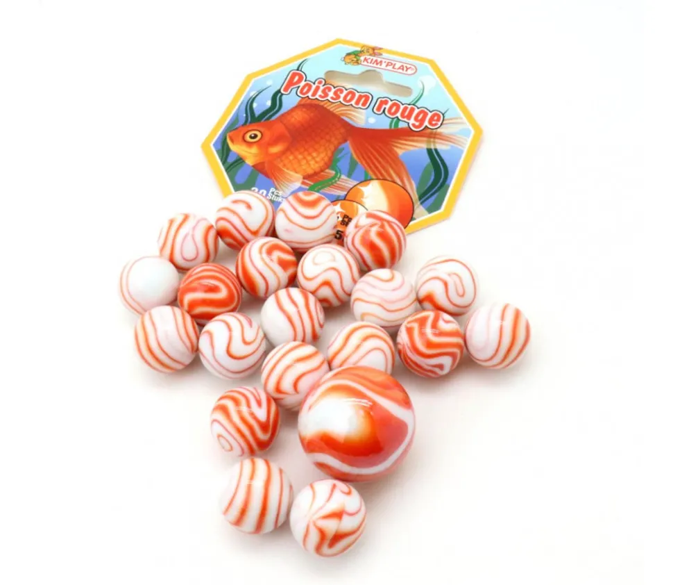 20 Billes Poisson rouge orange pour jeu 16 mm + 1 calot