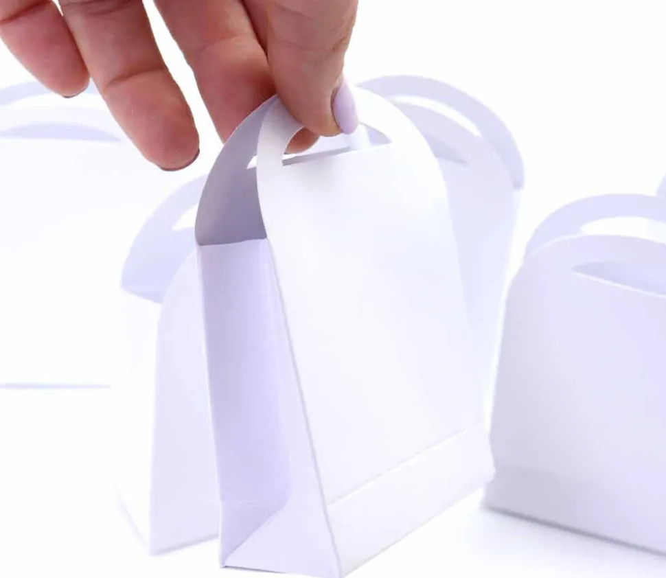 6 Boites Pochettes cadeaux carton blanc 7 x 10 cm