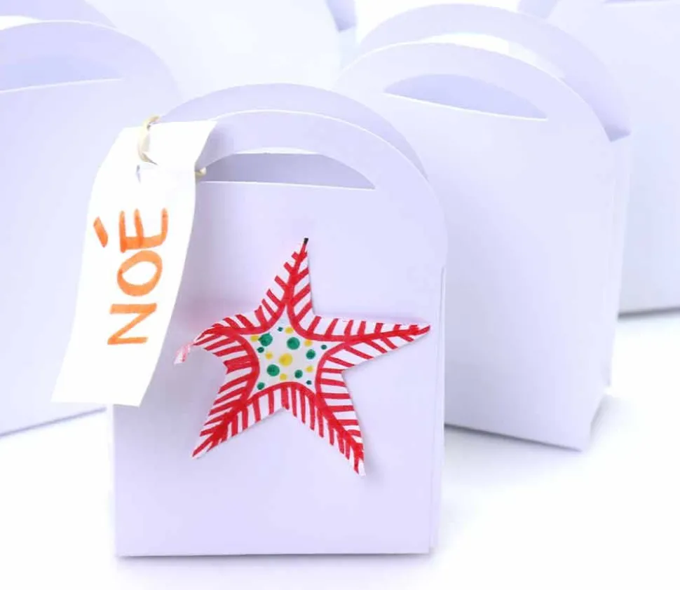 6 Boites Pochettes cadeaux carton blanc 7 x 10 cm