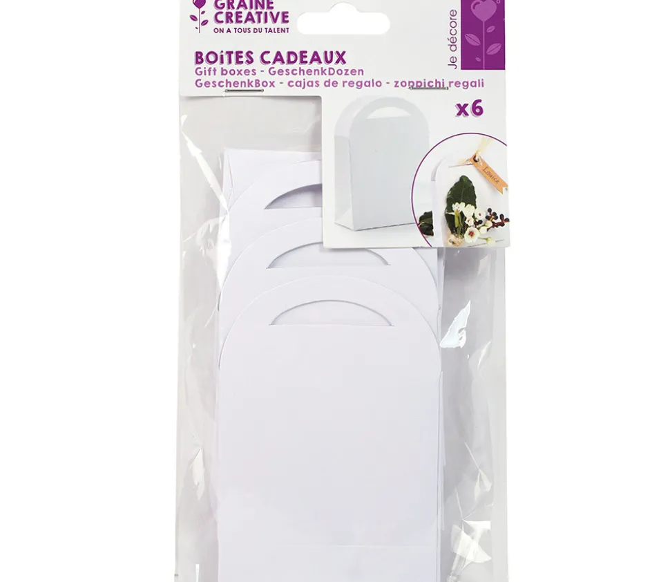 6 Boites Pochettes cadeaux carton blanc 7 x 10 cm