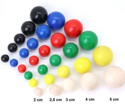 6 boules 25 mm en bois multicolores 6 couleurs pour jeux