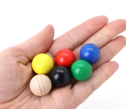 6 boules en bois 2 cm multicolores - 6 couleurs pour jeux 20 mm