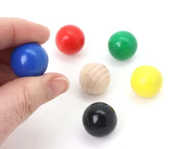 6 boules en bois 2 cm multicolores - 6 couleurs pour jeux 20 mm