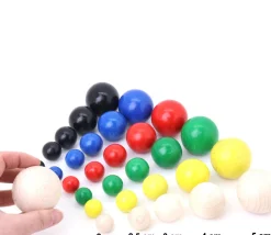 6 boules en bois 2 cm multicolores - 6 couleurs pour jeux 20 mm