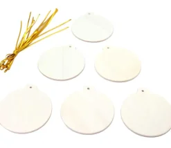 6 boules en bois plates à décorer et suspendre 6 cm