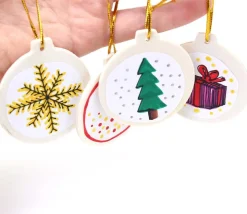 6 boules en bois plates à décorer et suspendre 6 cm