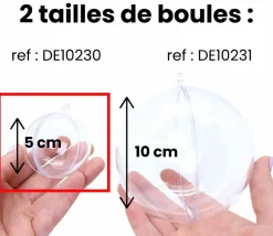 5 Boules plastique cristal 5 cm à remplir et suspendre