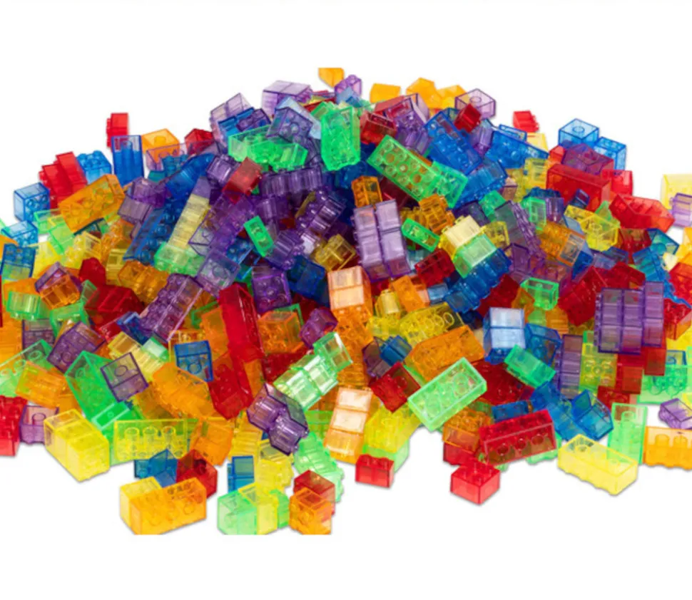1000 briques de construction multicolores translucides