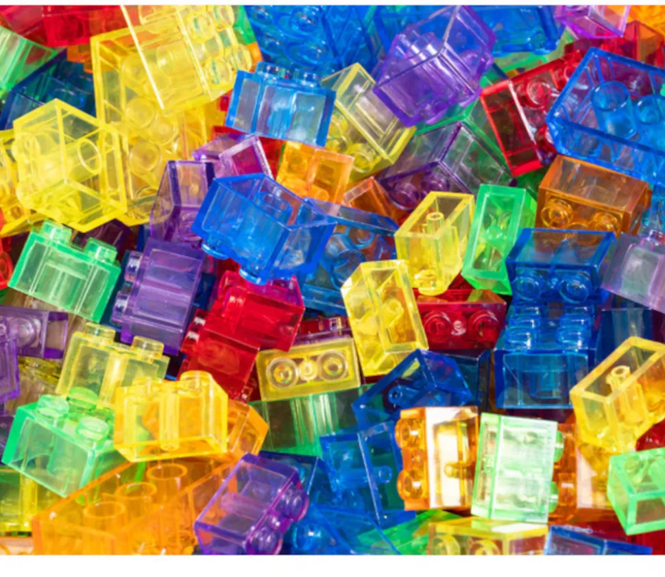 1000 briques de construction multicolores translucides