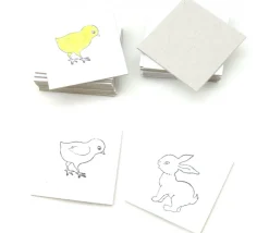 24 carrés 4 x 4 cm carton rigide blanc/gris vierge tuiles à personnaliser