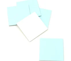 24 carrés 4 x 4 cm carton rigide bleu clair/blanc vierge tuiles à personnaliser
