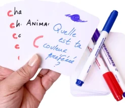 54 cartes blanches effaçables 59 x 91 mm