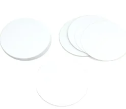 54 cartes rondes 90 mm blanches à personnaliser