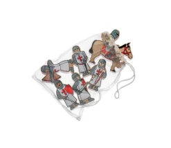 6 chevaliers en bois rouges et blancs - Figurines de jeux