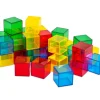 36 cubes 4 cm en plastique translucide. Jeu construction coloré