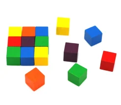 30 Cubes 2.5 x 2.5 cm en bois multicolores - 5 x 6 couleurs - 25 mm