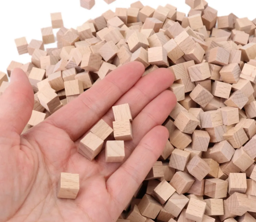 1000 Cubes bois neutre 1 x 1 x 1 cm - 10 mm