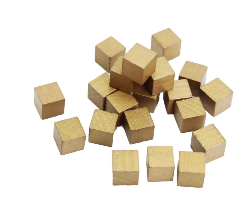 20 cubes en bois 0.8 cm dorés or