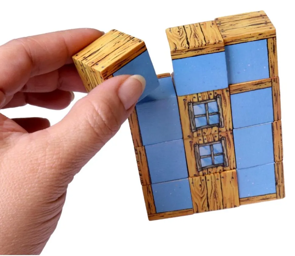 12 Cubes en bois 2.5 cm imprimés blocs de construction