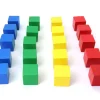 20 Cubes en bois 3 cm multicolores 4 couleurs