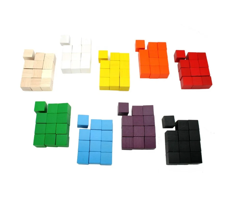 12 Cubes en bois 2 cm par couleur 20 x 20 x 20 mm