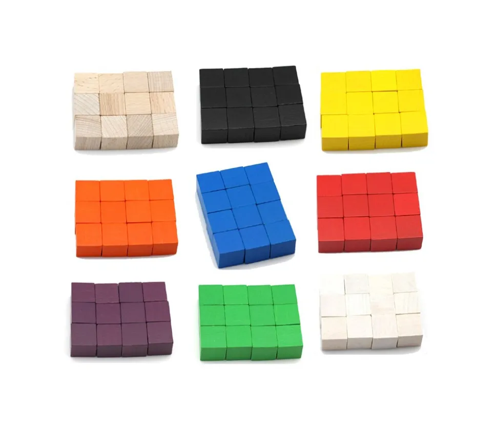12 Cubes en bois 2 cm par couleur 20 x 20 x 20 mm