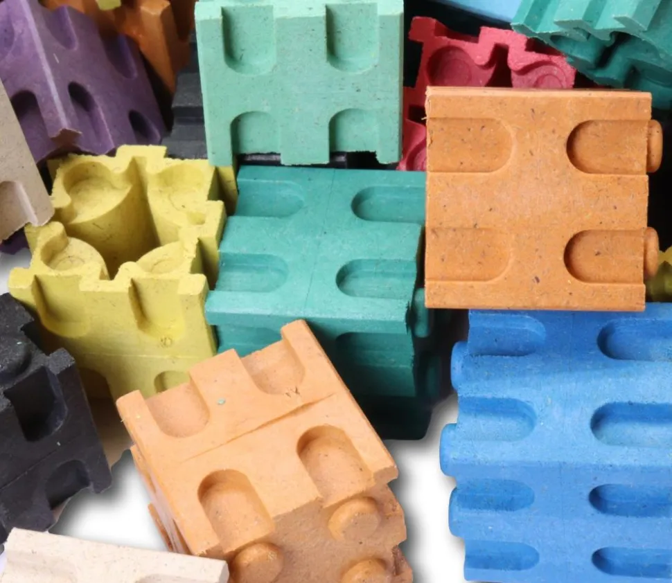 100 cubes encastrables multicolores 2 cm - bois recyclé