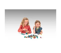 100 cubes encastrables multicolores 2 cm - bois recyclé