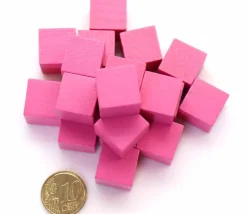 20 Cubes roses en bois de 1.6 cm