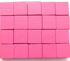 20 Cubes roses en bois de 1.6 cm