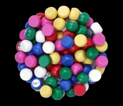 90 dômes 1 à 90 de 22 mm demi-boules numérotées plastique coloré.