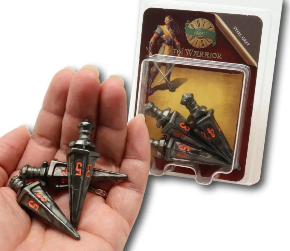 6 dés 6 faces en forme d'épée - Polyhero Warrior