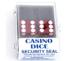 2 Dés à jouer Casino précision rouge transparent 19 mm