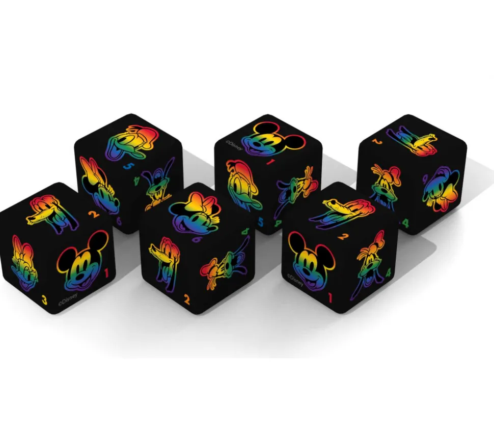 6 dés à jouer Mickey et ses amis arc en ciel - Disney