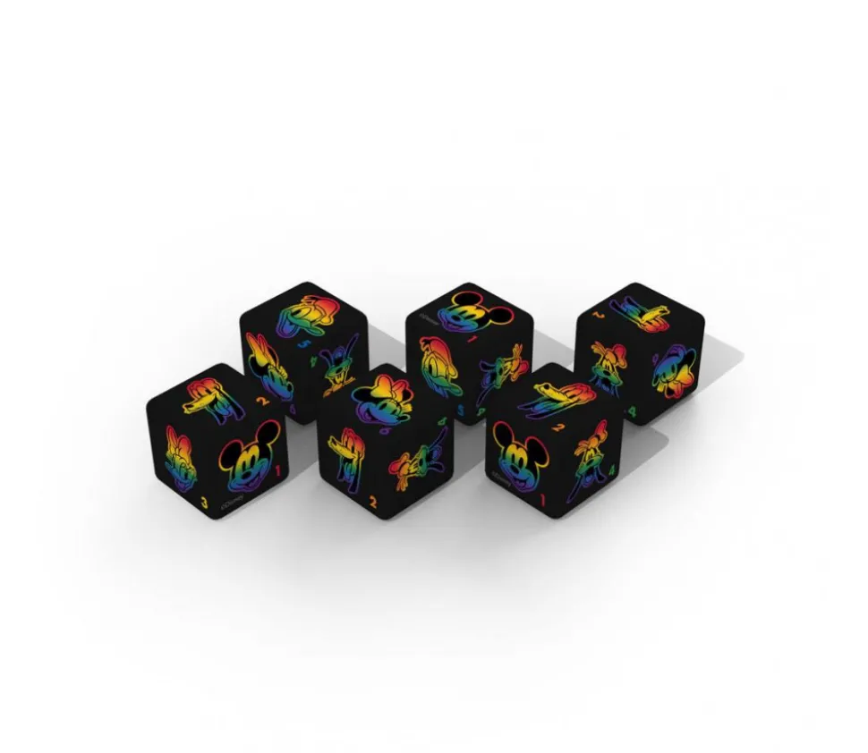 6 dés à jouer Mickey et ses amis arc en ciel - Disney