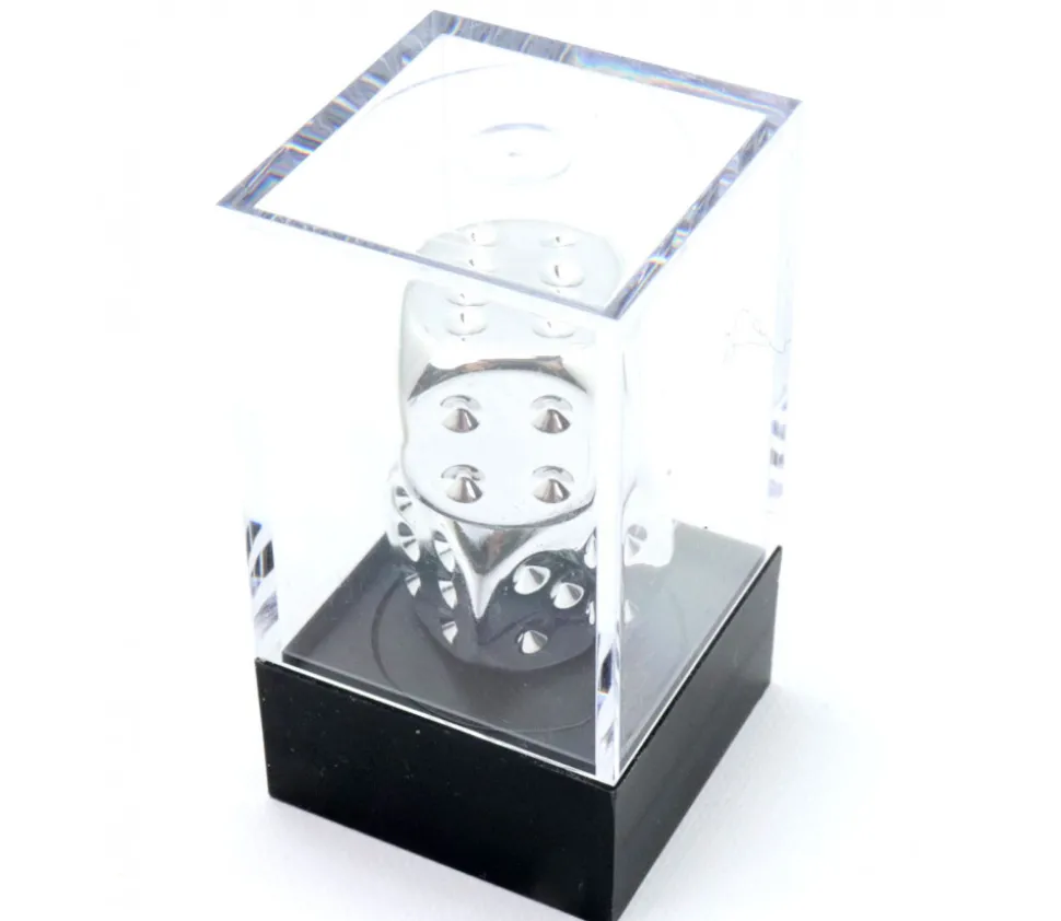 2 dés couleur argent 16 mm