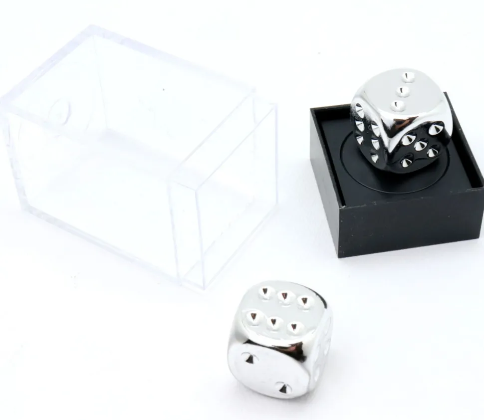 2 dés couleur argent 16 mm