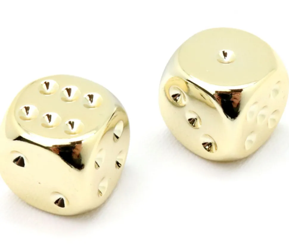 2 dés couleur or 16 mm