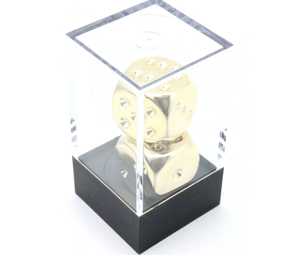 2 dés couleur or 16 mm