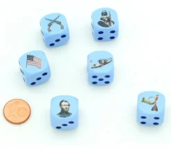 6 Dés de l'Armée fédérale USA bleu en 16 mm